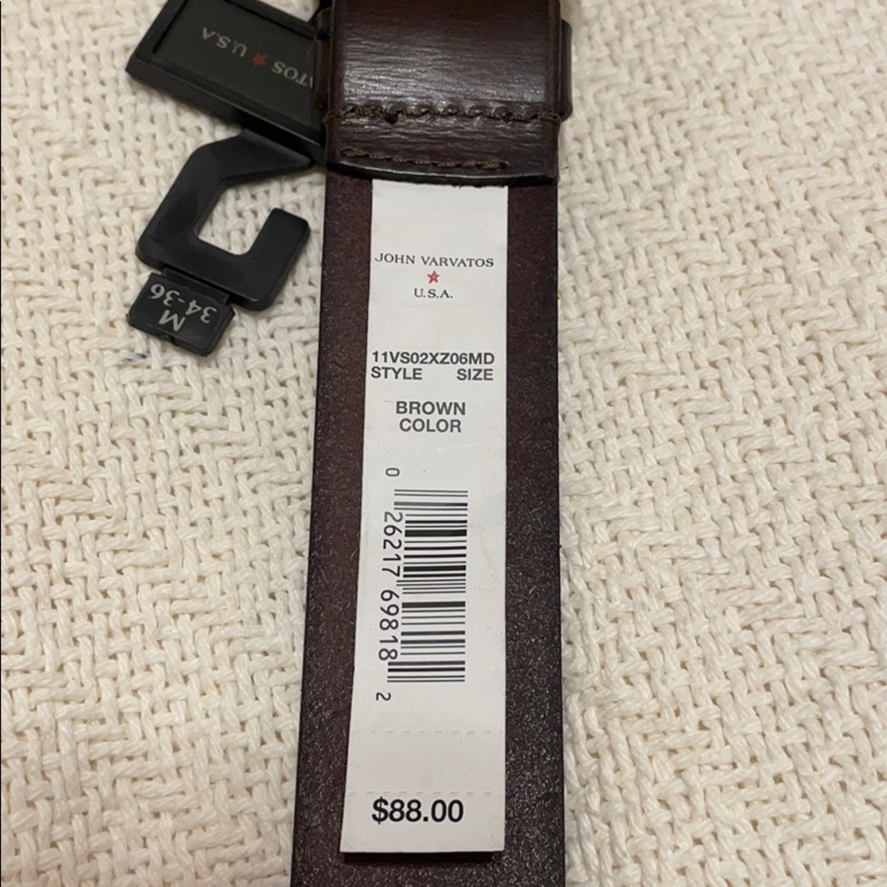 John Varvatos Bridle Leather Belt. Dark Brown. - Picture 7 of 7